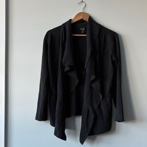 Eileen Fisher Black Draped Waterfall Cardigan
